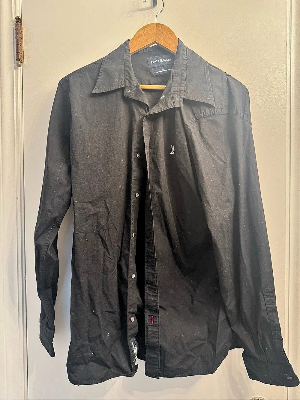 Psycho Bunny Black Button Down Shirt Size Large